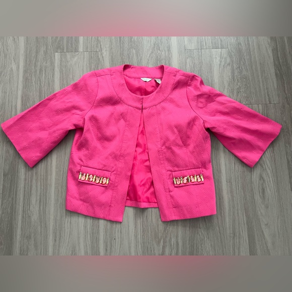 Laura Ashley Jackets & Blazers - Laura Ashley Womens Petites  Blazer Jacket Pink Design Quilted Petite
